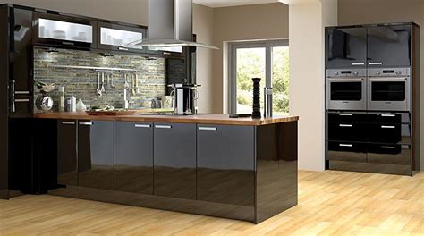 high gloss black kitchen doors